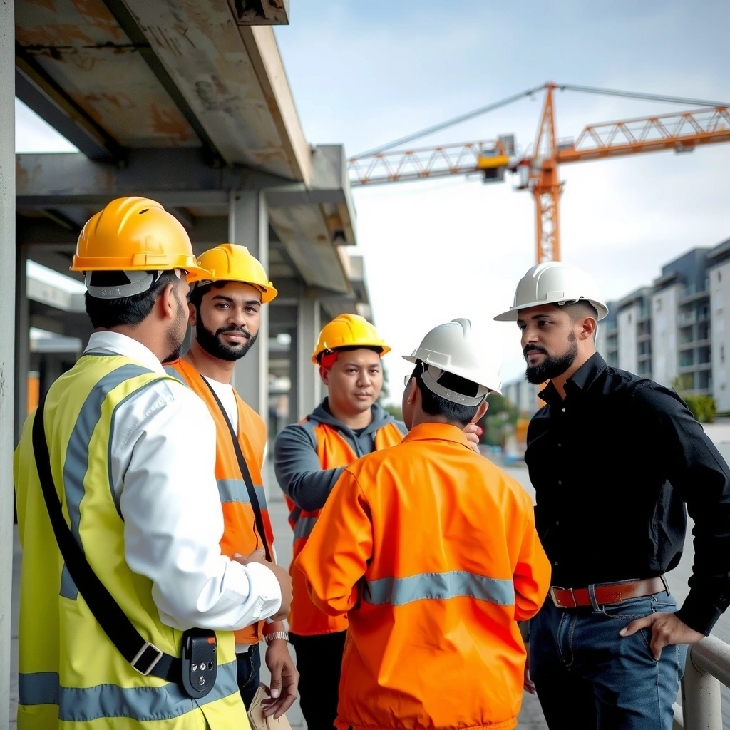 SteelBuild construction team working together on site